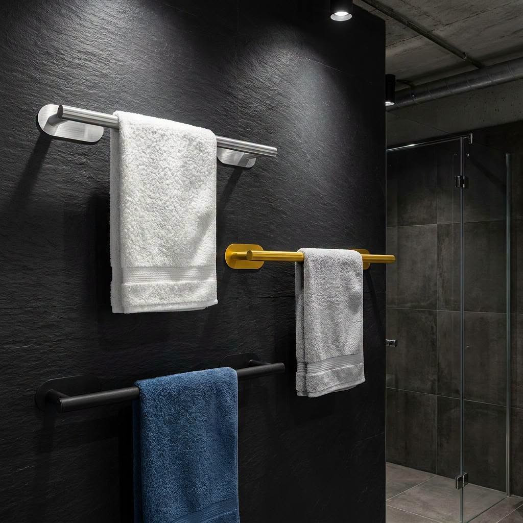 Self Adhesive Stainless Steel Hand Towel Holder No Drill Wall Mount Towel Bar Waterproof Shower Rack for Bathroom Accessories
