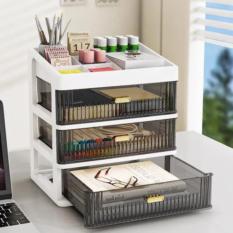 Drawer Transparent Storage Boxes Large Capacity Dust-proof Desk Organizer Box