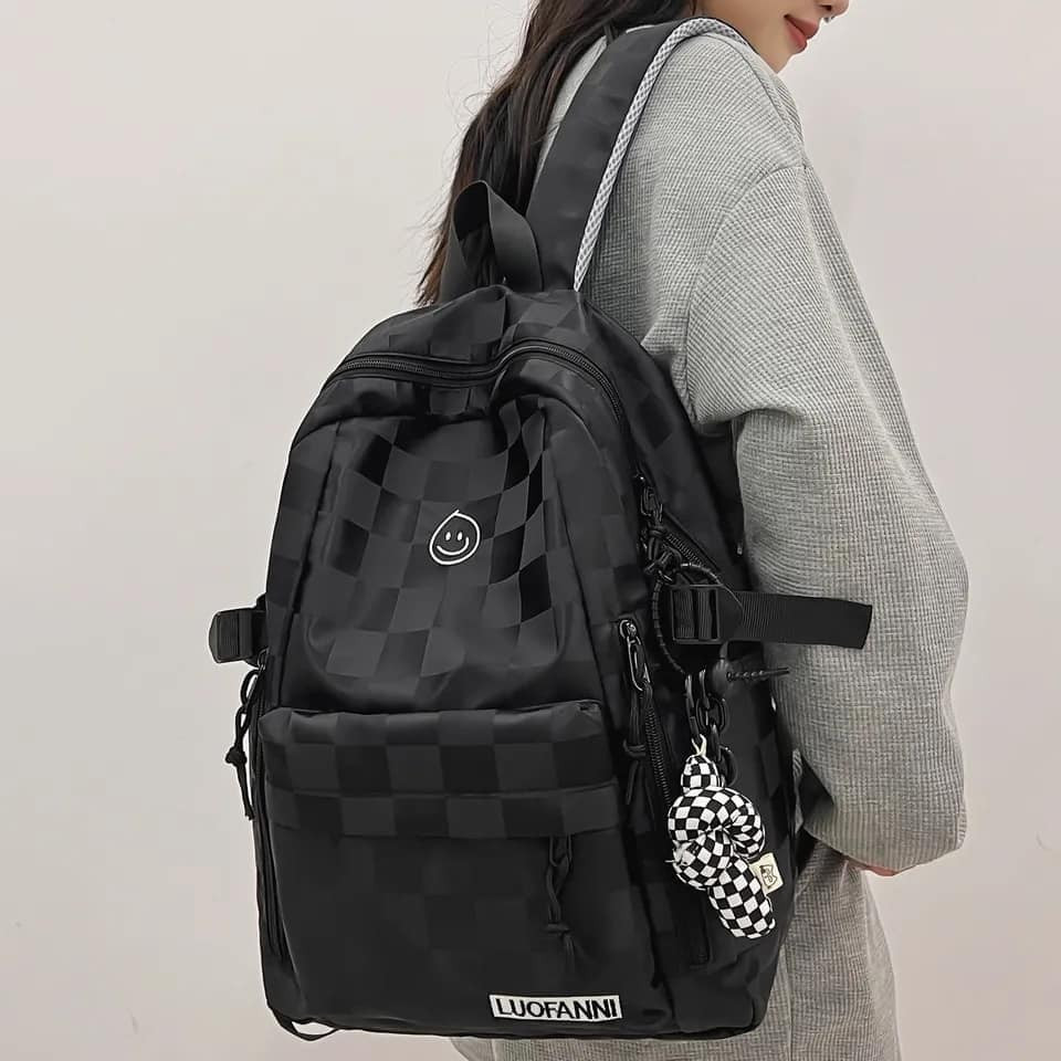 Girls Plaid Leisure School Backpack
