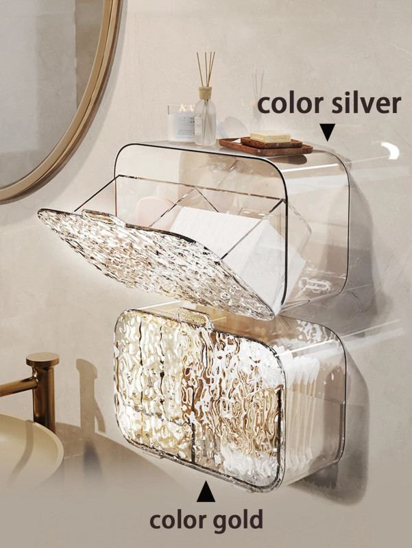 Wall Mounted Multifunctional Makeup Cotton Storage Box