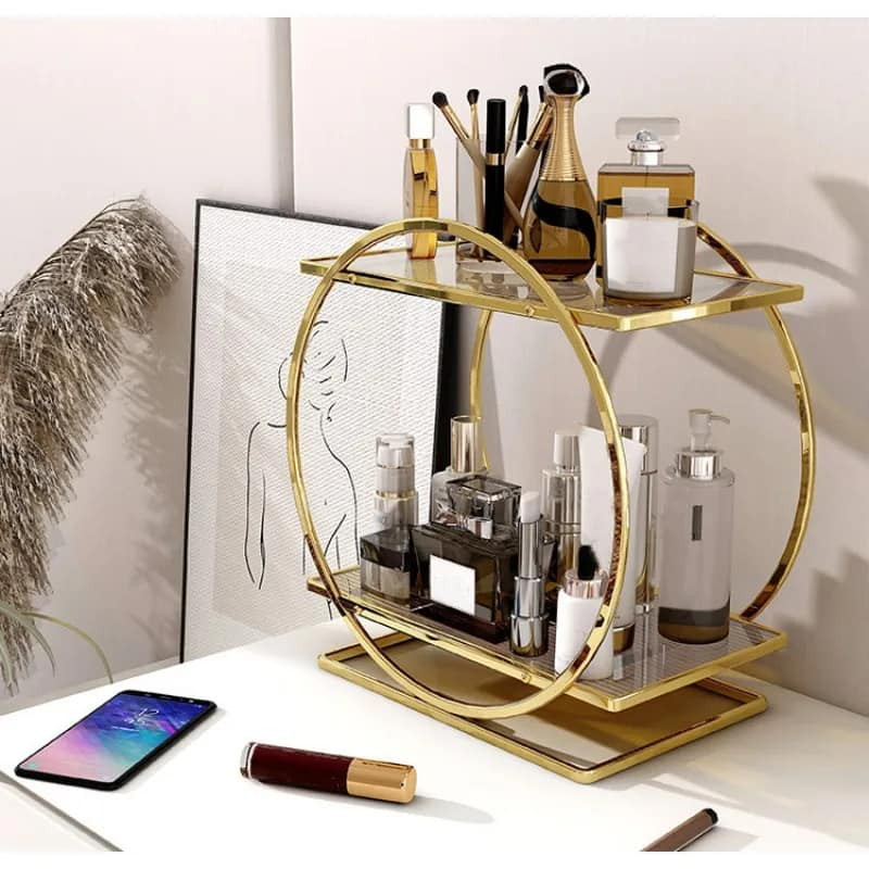 Cosmetics Storage Organizer Skin Care Products Dresser Bathroom Desktop Large Capacity Metal Frame multifunctional Storage Shelf