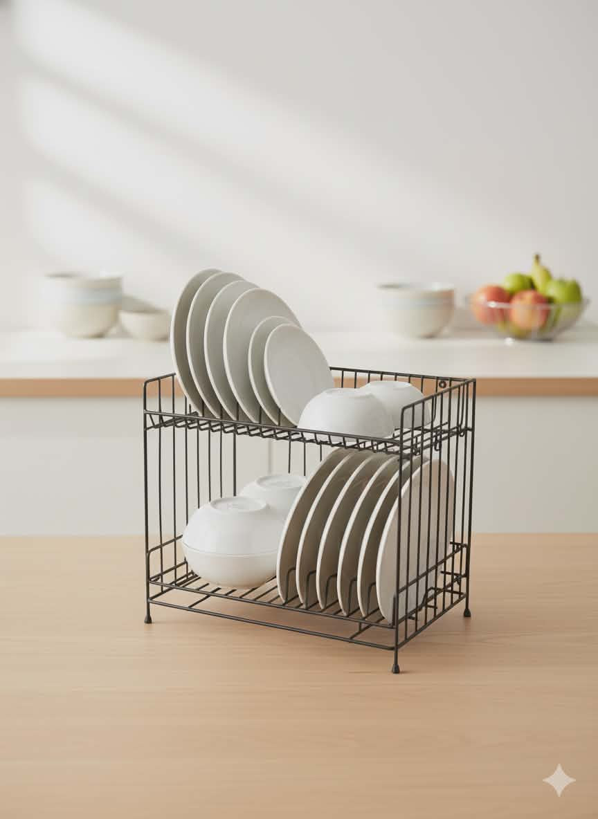 ?️ প্রিমিয়াম ব্ল্যাক মেটাল ডিশ র‍্যাক